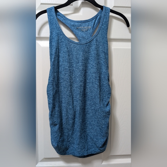 Beyond the bump yoga spacedye featherweight let it grow maternity tank Blue M - Picture 1 of 3